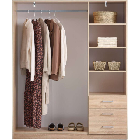 Armario Fandrup 145X176 3 Puertas 3 Caj Roble Claro