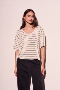Remera Rayas Lino Arena
