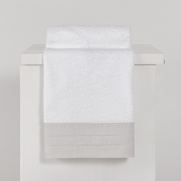 Toalla Finezza Lino Blanco con Beige Rostro
