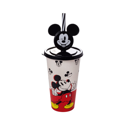 Vaso Plástico Milk Shake con Pin y Pajita Mickey 500 ml 1103-02 MICKEY