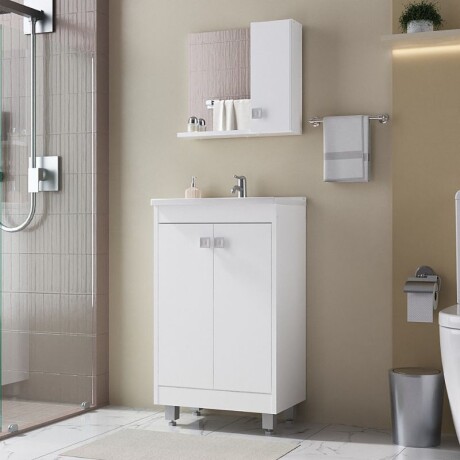 MUEBLE DE BAÑO 45 CM CON MESADA Y ESPEJO - BLANCO MUEBLE DE BAÑO 45 CM CON MESADA Y ESPEJO - BLANCO