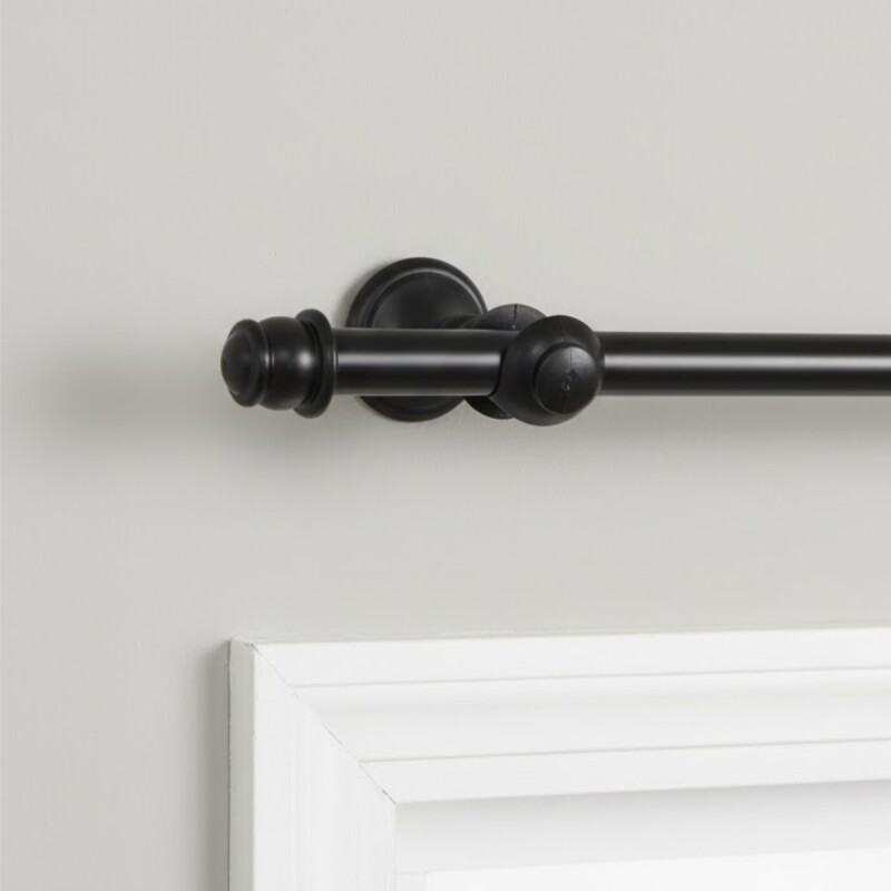 Barrote cortina de metal 3 m 28 Mm + 3 Soportes NEGRO