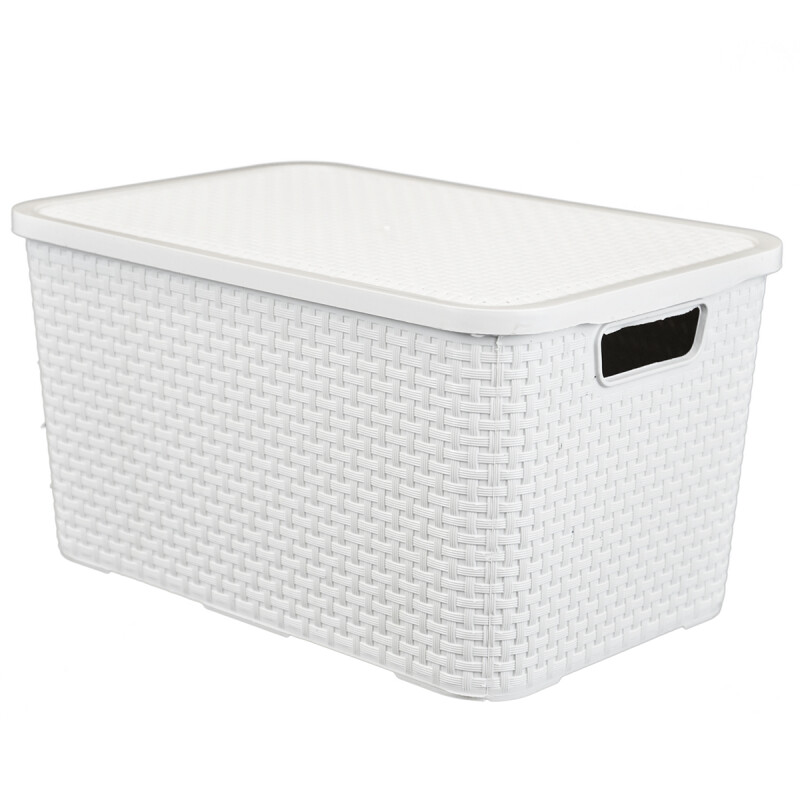 Set x3 caja simil ratán 7 lts BLANCO