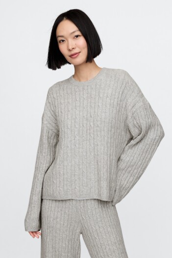 Buzo Cashsoft Cable Mujer Bc15 Lt Grey Heather