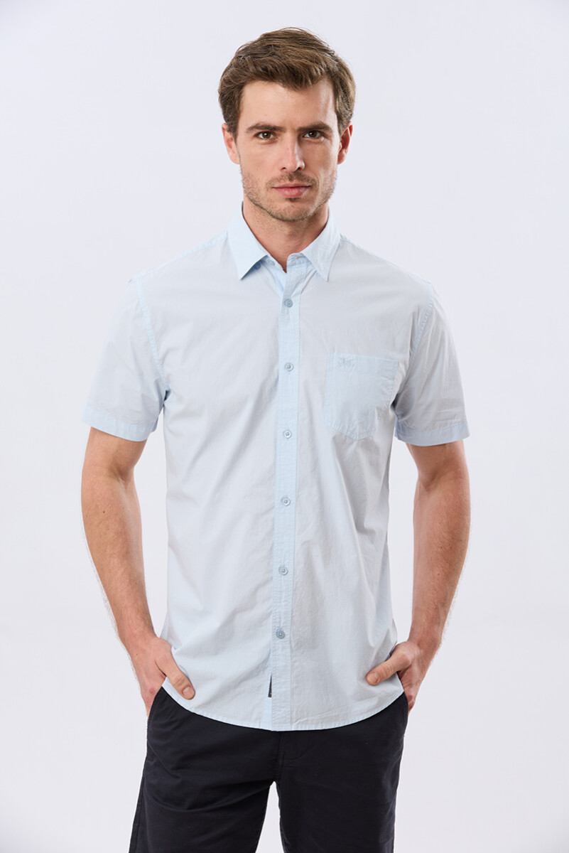 CAMISA LISA DE ALGODÓN - Celeste 