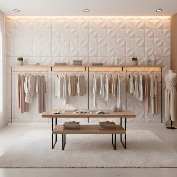 Revestimiento de Pared Panel 3D PVC 50x50cm Ondas Línea X12 Flor Blanco