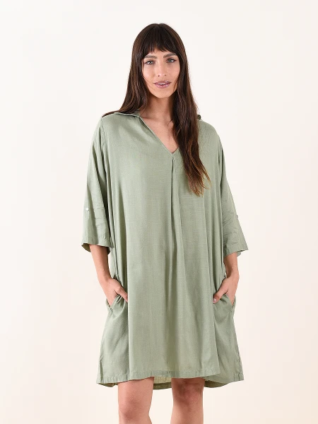 VESTIDO PERLA VERDE GRISACEO
