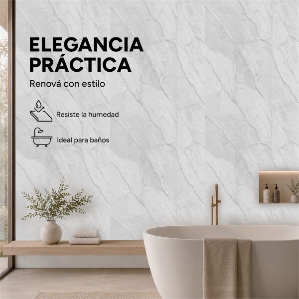 Placa PVC Símil Mármol 2,44x1,22m 3mm Pack X20 Gris Veteado 2