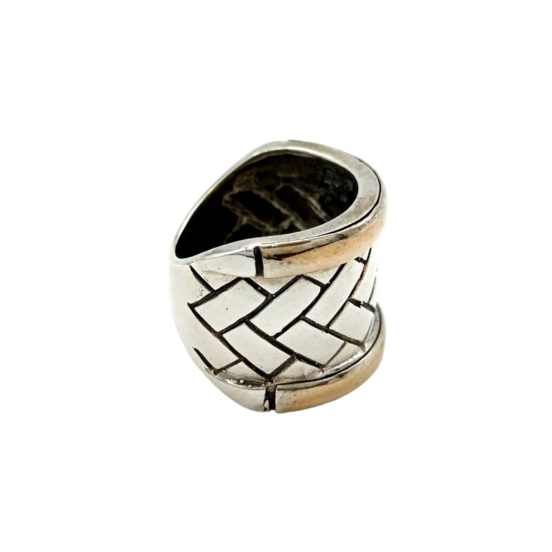 Anillo Labrado-Plata y Oro-Sin Piedra-AN5047 sinpiedra