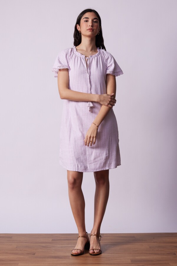 Vestido Lino Lineas LAVANDA