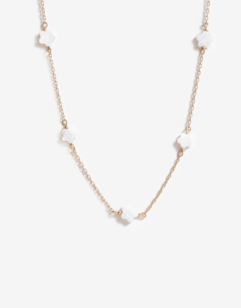 Collares Largos Canutillos Collar Con Charm Floral - Dorado