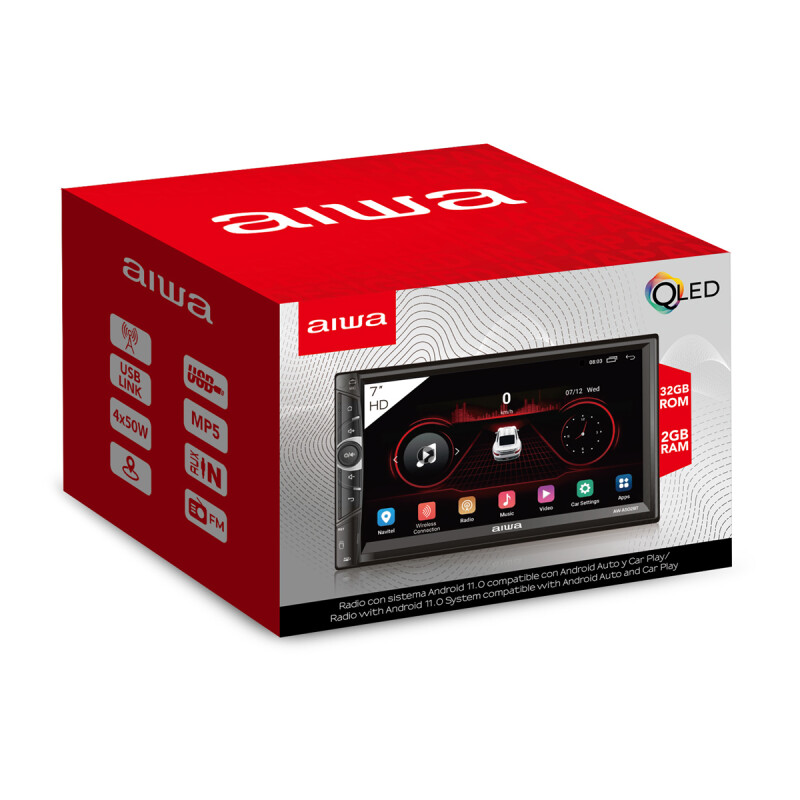 Radio Multimedia para Auto AIWA Pantalla QLED 7'' Android Auto y CarPlay - 2 DIN | AW-A502BT Radio Multimedia para Auto AIWA Pantalla QLED 7'' Android Auto y CarPlay - 2 DIN | AW-A502BT