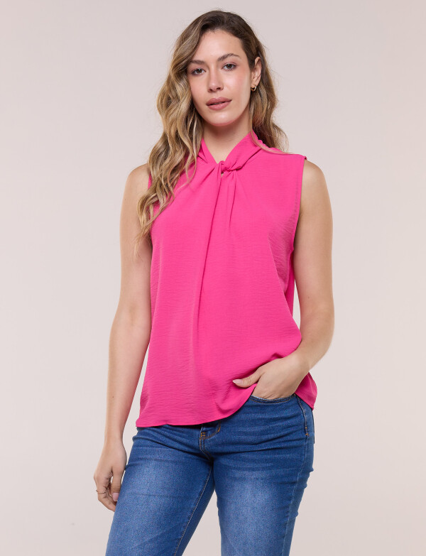 Blusa Cuello Drapeado FUCSIA