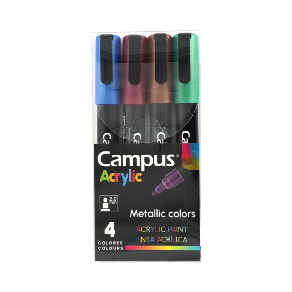 Marcador Campus Acrylic x 4 Metalicos 