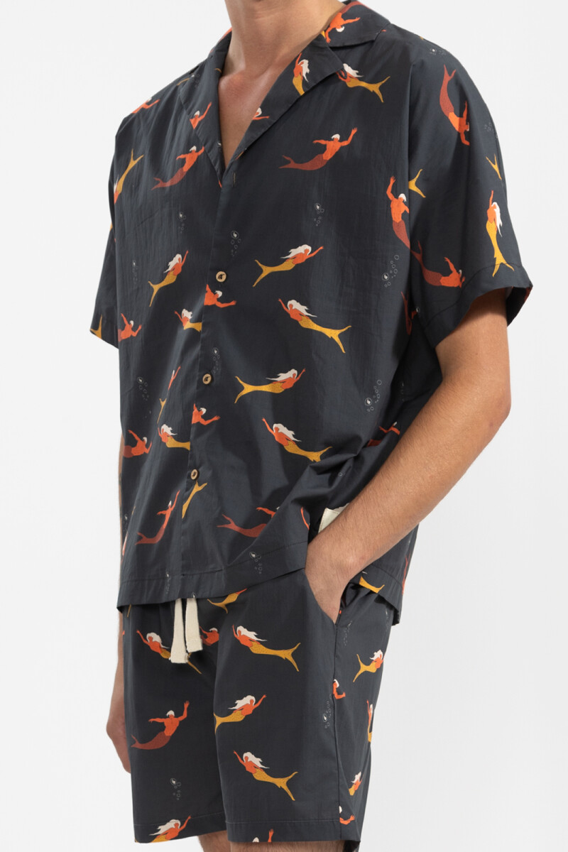 CONVERTIBLE CAMP-COLLAR SHIRT Negro