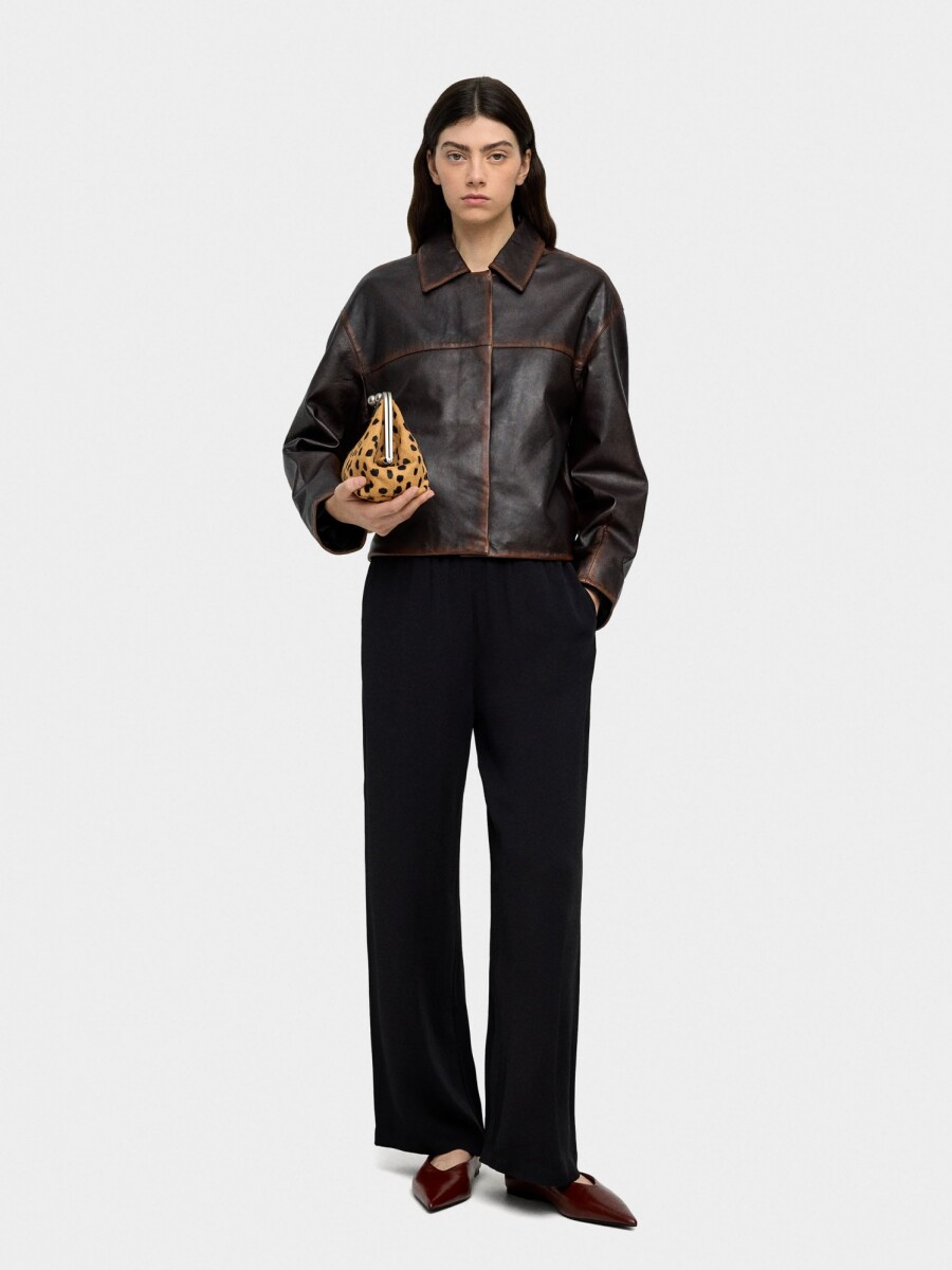 Pantalón Fluido Con Cintura Elástica negro