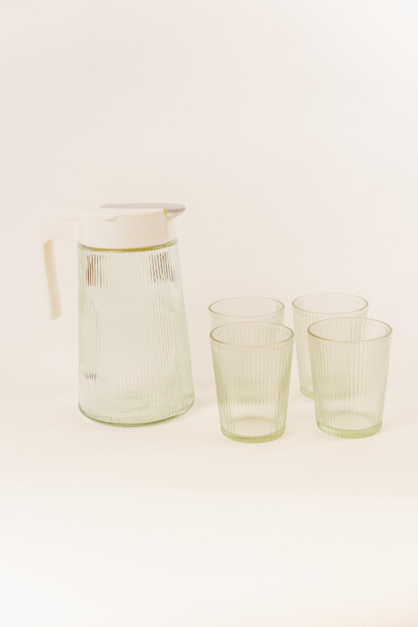 Set Jarra Y 4 Vasos Color Unico