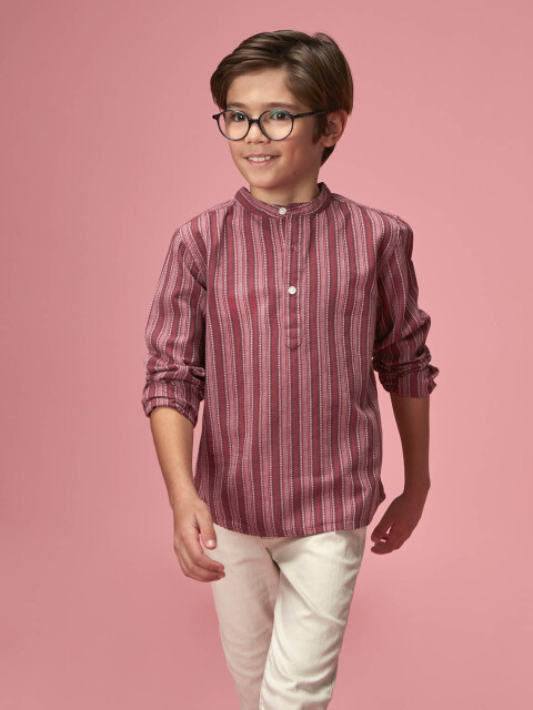 Camisa Mao Rayas Berenjena