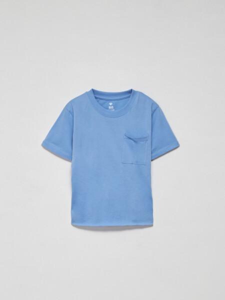 Remera manga corta con bolsillo Celeste