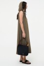 VESTIDO LARGO CON CAPUCHA Verde Militar