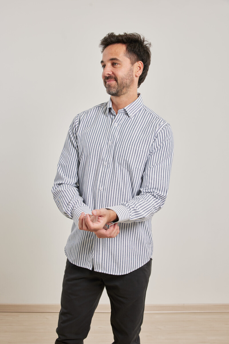 CAMISA HARRINGTON LABEL - Gris/blanco 
