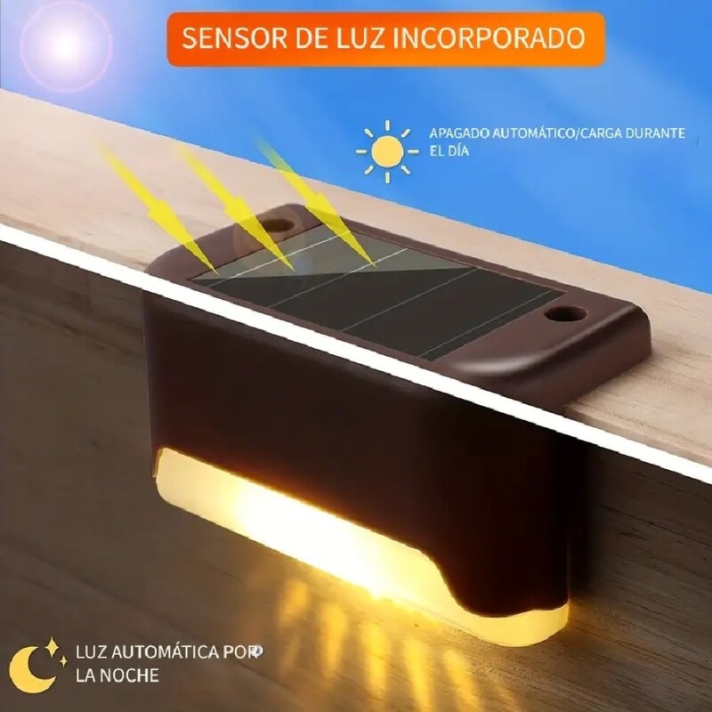 Set 4 luces solares LED para barandas y exterior Set 4 luces solares LED para barandas y exterior