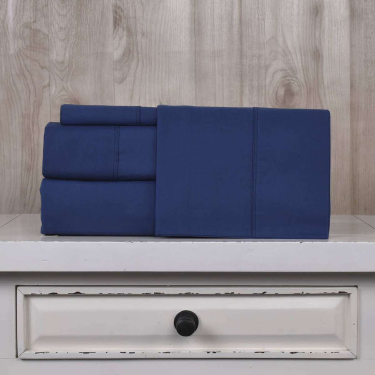 Juego Sábanas 1 Plaza y Media Pilar 200 Hilos 100% Algodón - Azul 