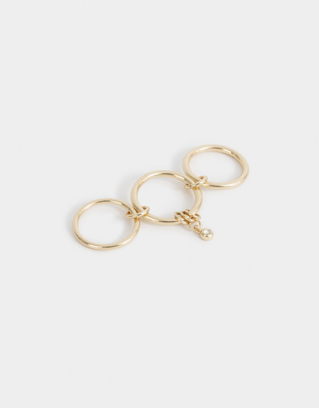 Anillos Medianos y Grandes Con strass Anillo De Metal Con Strass - Dorado