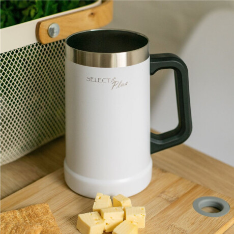 Jarra Térmica de Cerveza c/Asa 700Ml Acero Inox Doble Pared Blanco