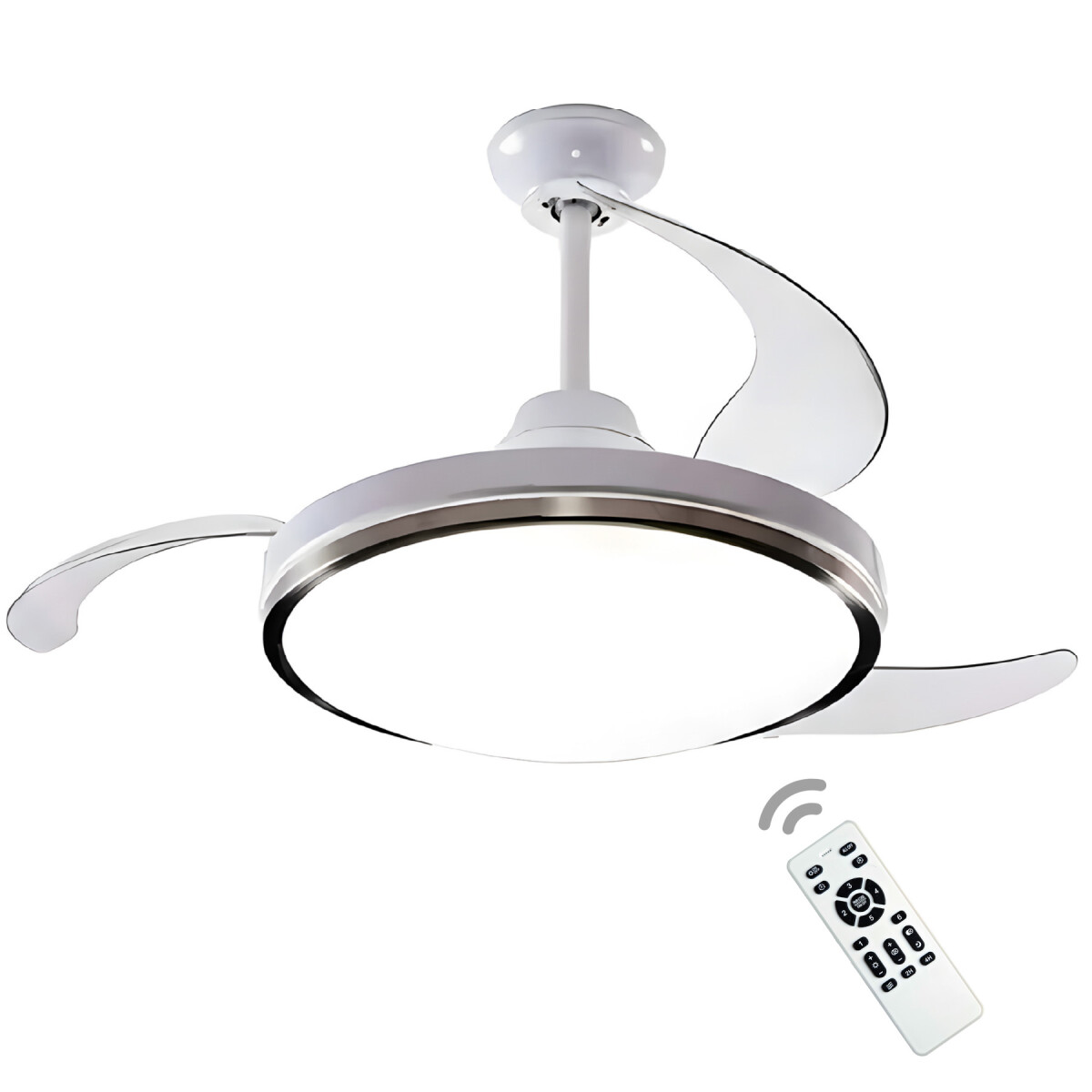 Ventilador De Techo Lámpara Led Aspas Retráctiles C/ Control - Color Blanco 