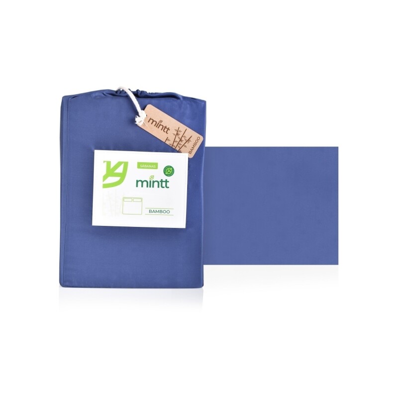 Juego De Sábanas 2 Plazas Azul marino 135gr Bambú Y Satén - Calidad Premium Juego De Sábanas 2 Plazas Azul marino 135gr Bambú Y Satén - Calidad Premium