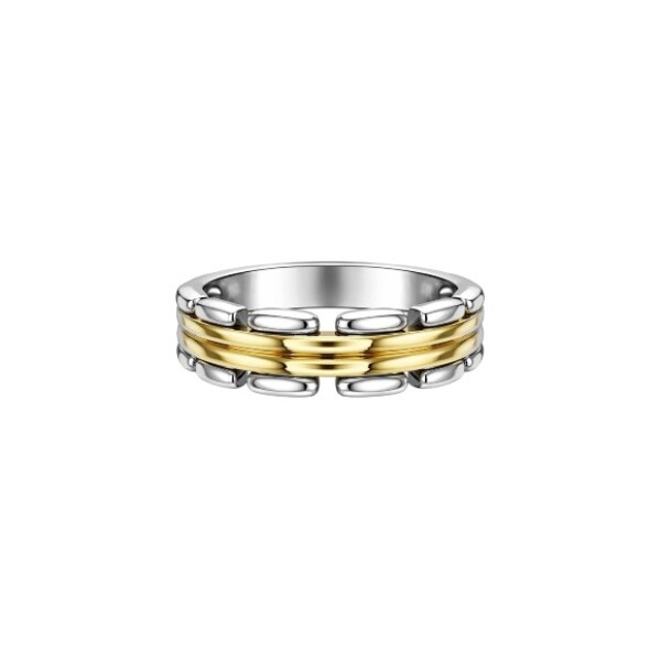 Anillo Labrado - Plata y Oro- Sin Piedra-AN5979 sinpiedra