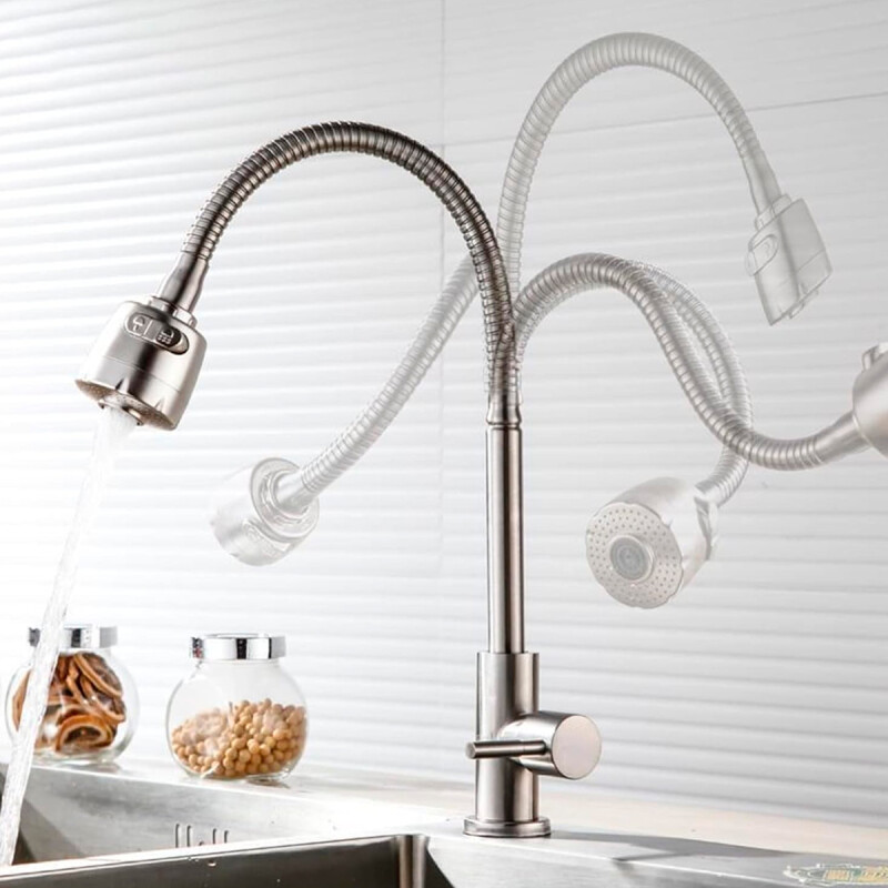 Canilla extensible para mesada de cocina agua fría PLATEADO