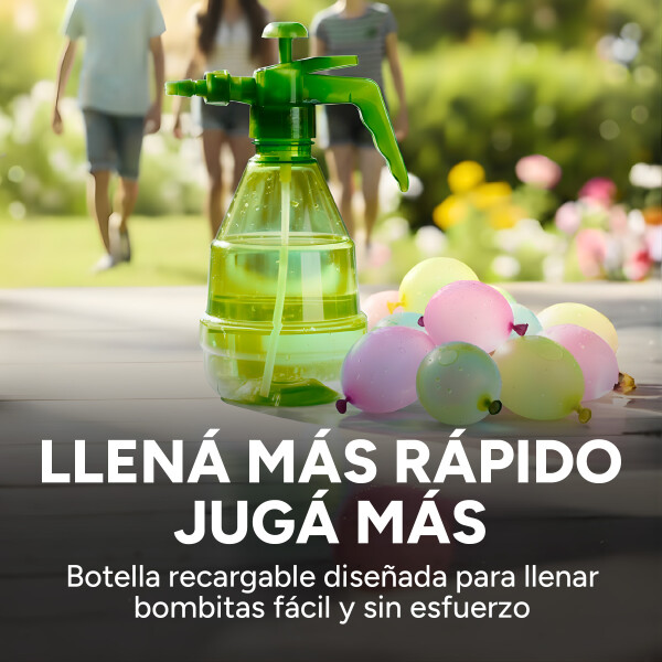 Bombitas De Agua 300 Unidades + Botella De Recarga Color Verde