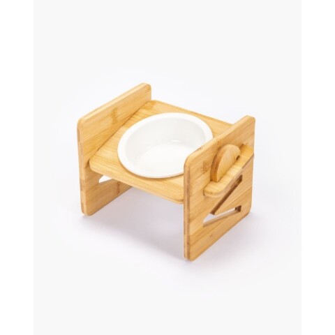 Comedero ajustable bambú y cerámica, 19*16*15cm Comedero Ajustable Bambú Y Cerámica, 19*16*15cm