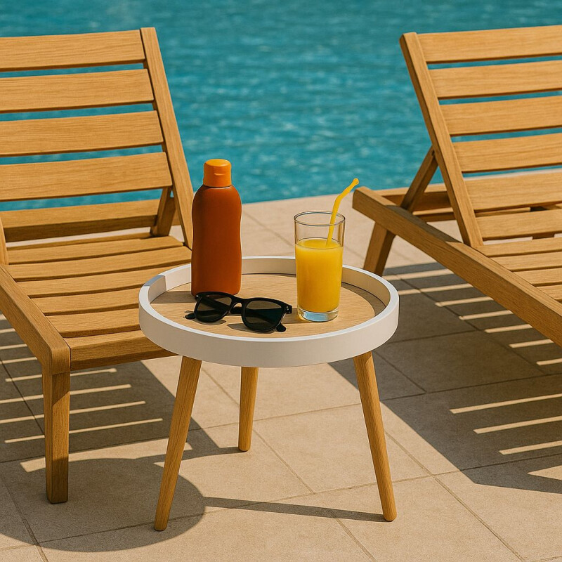 Mesa Auxiliar Redonda con Borde - Blanco Mesa Auxiliar Redonda con Borde - Blanco