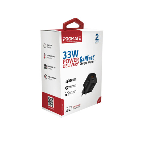 PROMATE POWERPORT-33.EU-BK CARGADOR PARED 33W USB-C/A QC3.0 5979