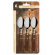 Set x6 piezas cuchara de té 1,2 mm mango madera MARRON CLARO
