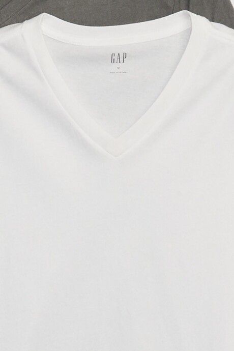 Pack X 3 Remeras Cuello V Hombre Black White Multi
