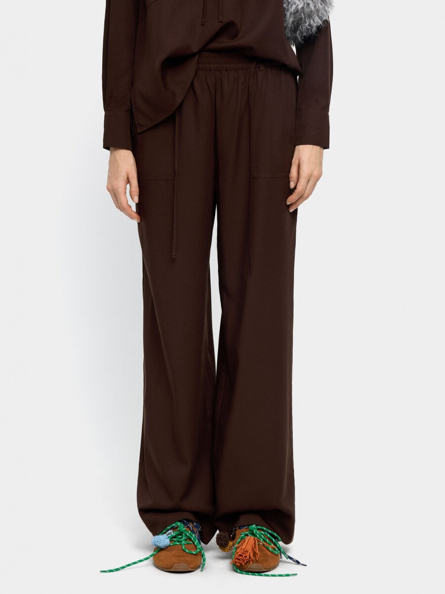 Pantalón Con Cintura Elástica Y Bolsillos marron