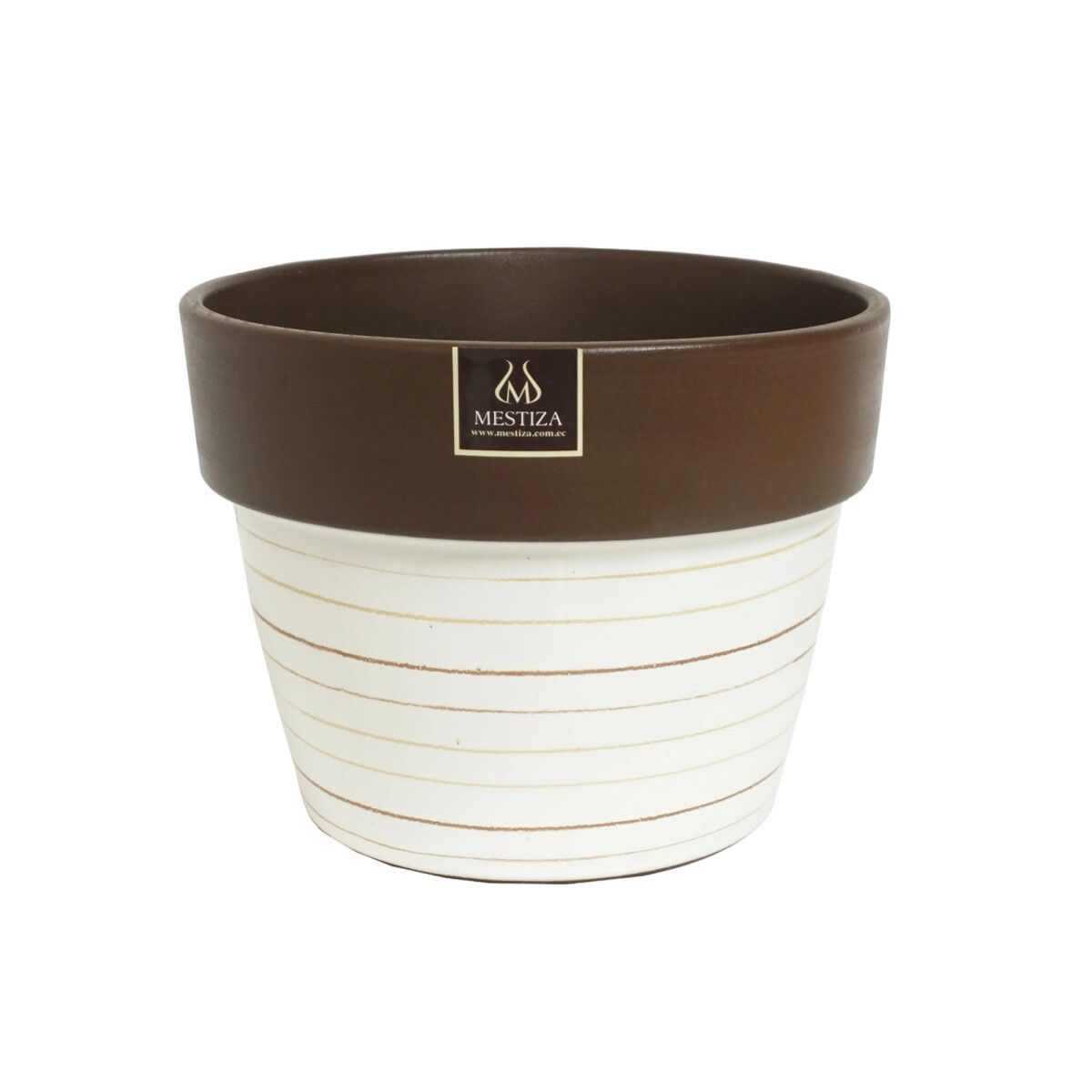 MACETA CERAM GRETA MORENA BLANCA MESTIZA D23/H18CM 