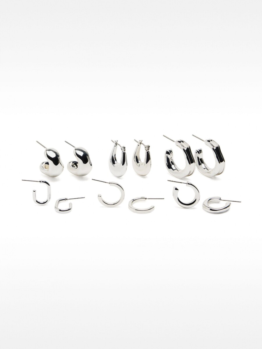 Set De Aros Plateados plateado