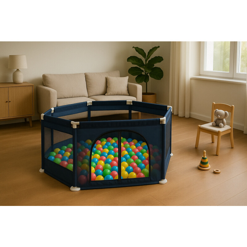 Corral Para Bebe Hexagonal c/pelotas Azul Azul