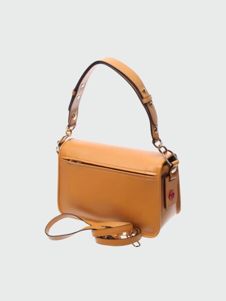 Longchamp -Cartera de cuero con solapa, Mademoiselle Mostaza