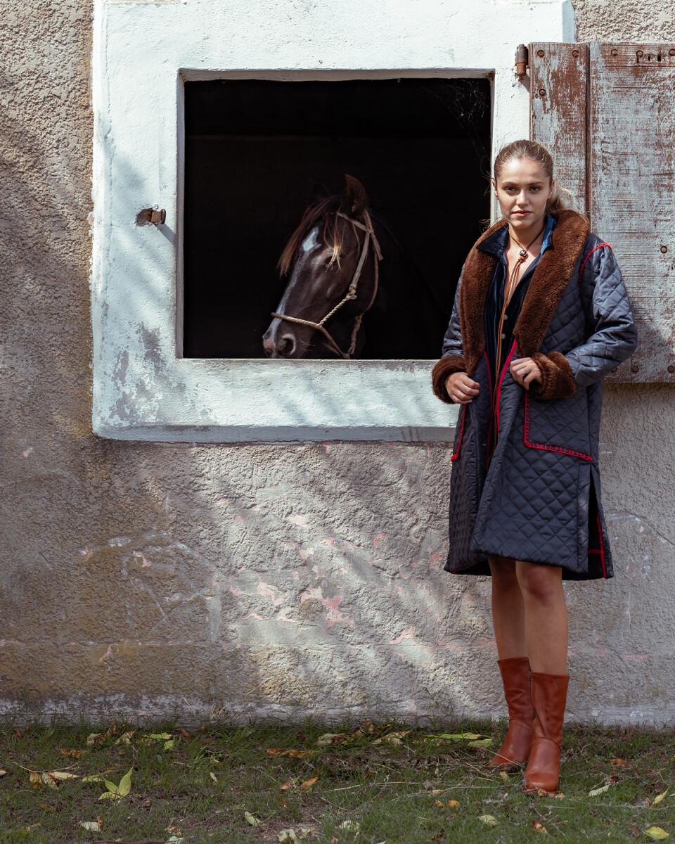 Macchiato Coat Long - Azul / Chocolate 