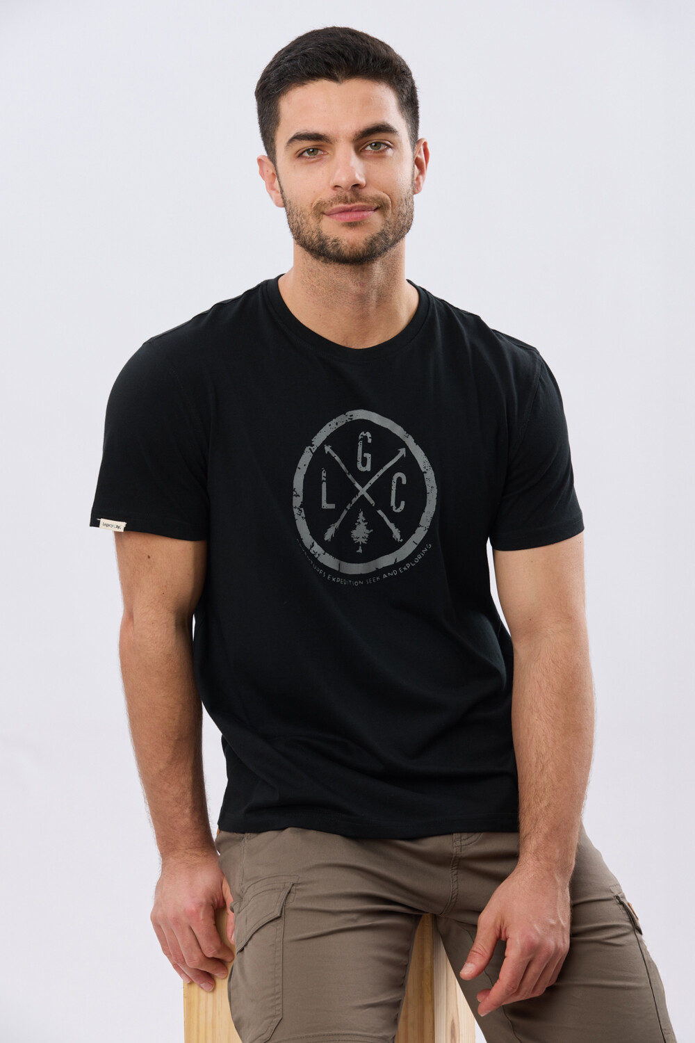 REMERA ESTAMPADA DE ALGODÓN Negro