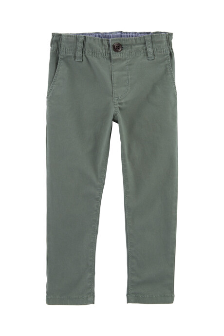 Pantalón de algodón, ajustado, verde Sin color