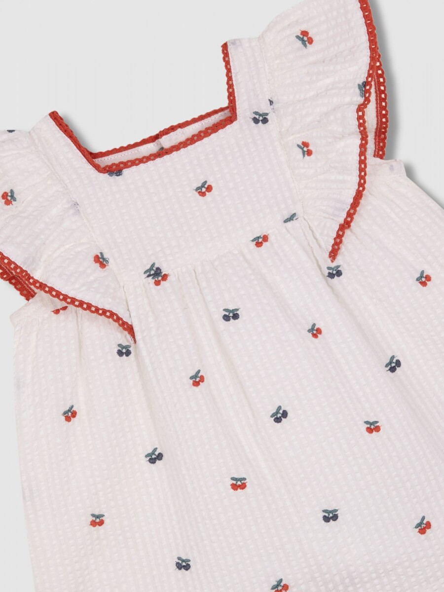 Vestido Estampado Con Volante Gris