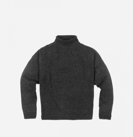 Sweater media polera con botones en hombro GRIS OSCURO