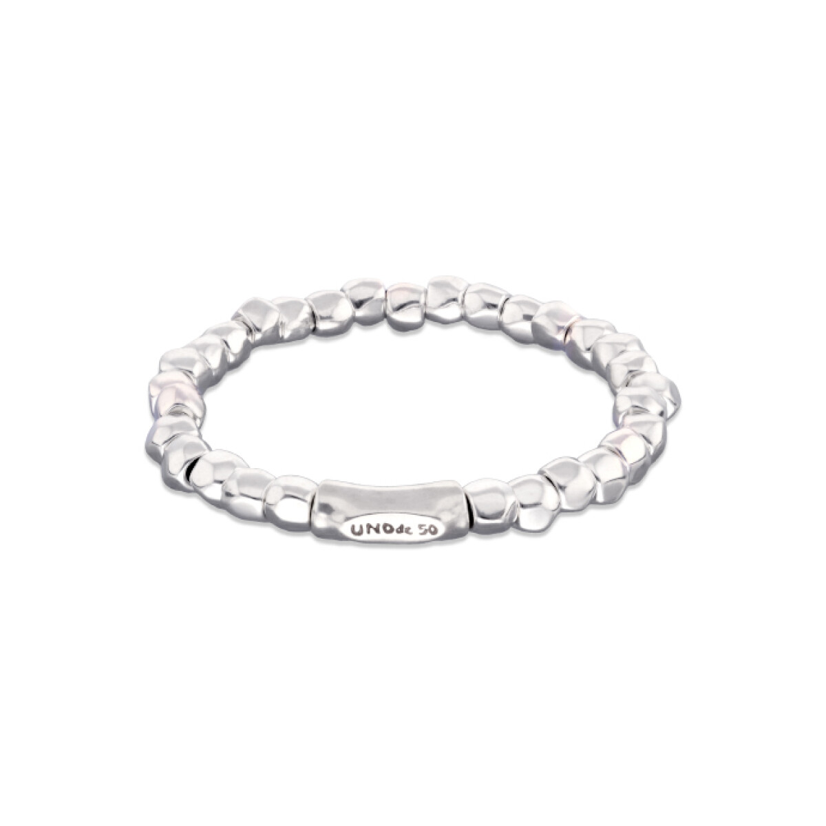 PULSERA ELÁSTICA DE CUENTAS DE ALECIÓN DE METALES BAÑADAS EN PLATA - Pulsera 
